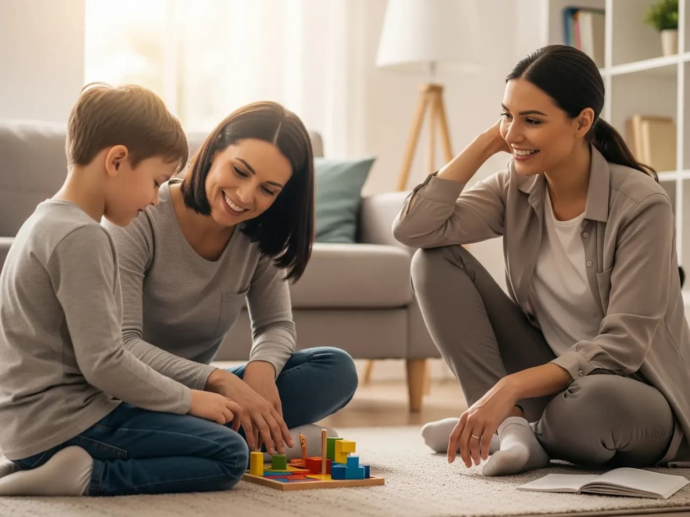 A therapist working with a young child